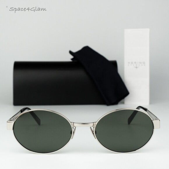 Saint Laurent Men Sunglasses Silver Grey Oval SL692 002 BRAND NEW